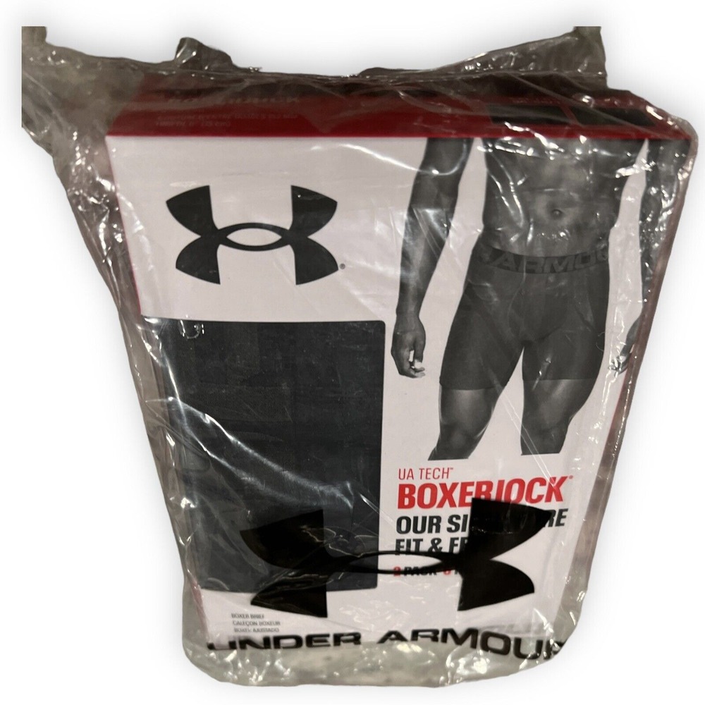 Under Armour Boxerjock Briefs Mens 5XL Black 2-Pack UA Tech 6-Inch Anti Odor